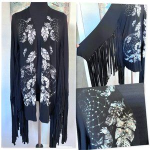 VOCAL Fringe Rhinestone Long Cardigan